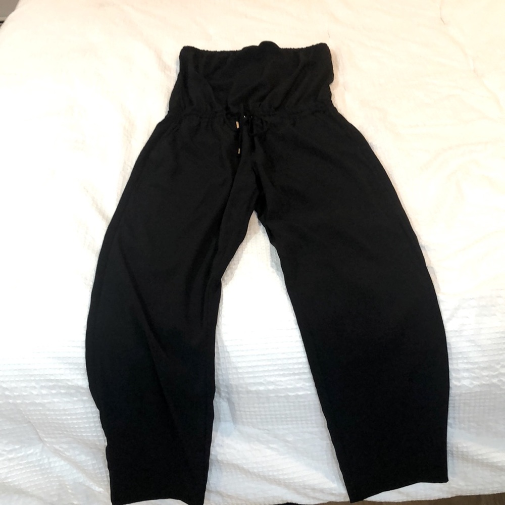 Express One Piece Strapless Black Dressy Jumpsuit with Pockets Size X-small